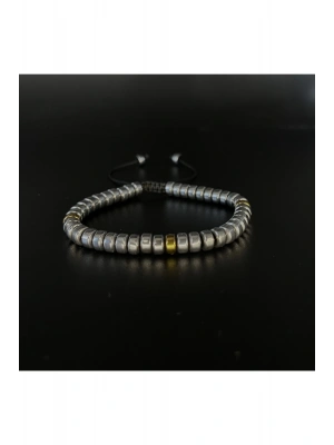 Sertifikalı Hematit Makrome Doğal Taş Bİleklik Ayarlanabilir Ölçü