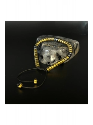 Sertifikalı Hematit Makrome Doğal Taş BİleklikAyarlanabilir Ölçü