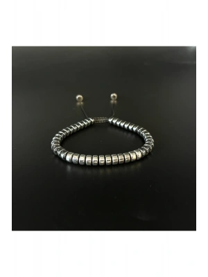 Sertifikalı Hematit Makrome Doğal Taş BİleklikAyarlanabilir Ölçü