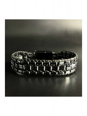 SERTİFİKALI Hematit Özel Tasarım Deri Doğal Taş Bileklik