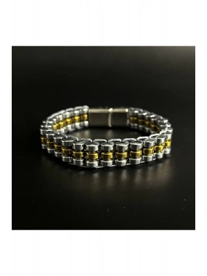 Sertifikalı Hematit Özel Tasarım Paslanmaz Kararmaz Çelik Kapama Unisex Doğal Taş Bileklik