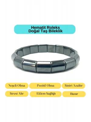 Sertifikalı Hematit Roleks Kesim Doğal Taş Bileklik