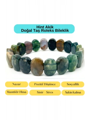 Sertifikalı Hint Akik Doğal Taş Roleks Bileklik