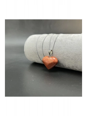 Sertifikalı Jasper Kalp Model Doğal Unisex Taş Kolye