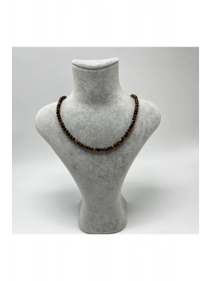 SERTİFİKALI Kaplan Gözü 4mm 925 Ayar Gümüş Doğal Taş Kolye Uzatma Zincirli