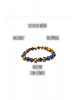 Sertifikalı Kaplan Gözü 8mm Elastik Misinalı Doğal Taş Bileklik