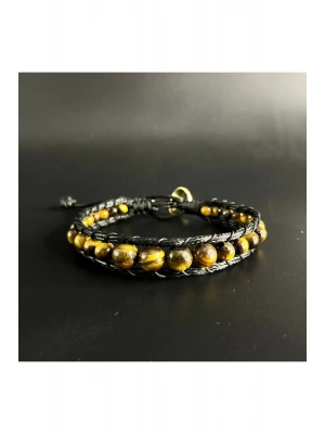 SERTİFİKALI Kaplan Gözü Deri Bileklik Ayarlanabilir Ölçü