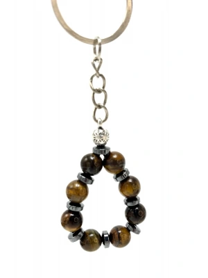 SERTİFİKALI Kaplan Gözü Doğal Taş Anahtarlık 8mm