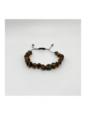 SERTİFİKALI Kaplan Gözü Natural Kesim Makrome Doğal Taş Bileklik