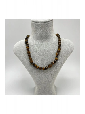 SERTİFİKALI Kaplan Gözü Natural Kesim Makrome Doğal Taş Kolye