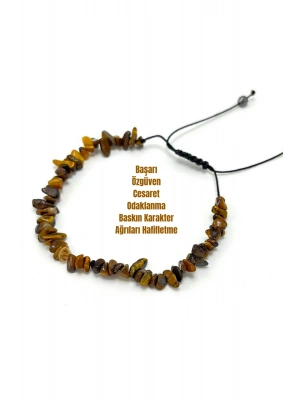 SERTİFİKALI Kaplan Gözü Saçaklı Model Doğal Taş Makrome Bileklik Ayarlanabilir Ölçü