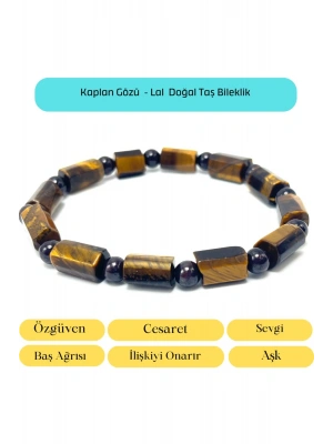 Sertifikalı Kaplan Gözü ve Granat Lal Doğal Taş Bileklik