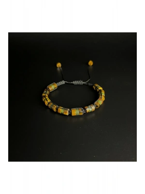 SERTİFİKALI Kaplan Gözü ve Yeşim Makrome Doğal Taş  Bileklik Unisex