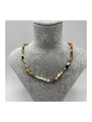 SERTİFİKALI Karışık Natural Kesim Doğal Taş Kolye