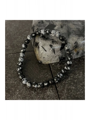 SERTİFİKALI Karlı Obsidyen  6mm Doğal Taş Bileklik