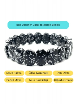 Sertifikalı Karlı Obsidyen Doğal Taş Roleks Bileklik