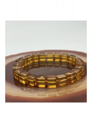 Sertifikalı Kehribar Bileklik Küp Kesim Elastik Misinalı