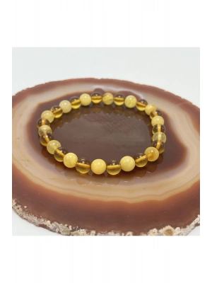 Sertifikalı Kehribar Bileklik Yuvarlak Kesim 6mm Elastik Misinalı