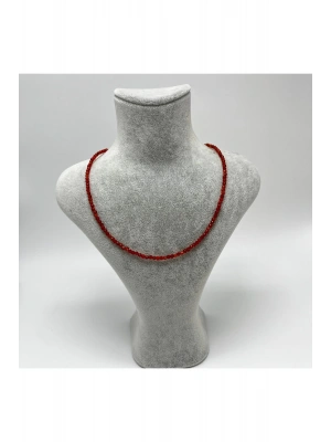 SERTİFİKALI Kırmızı Akik 3mm 925 Ayar Gümüş Doğal Taş Kolye Uzatma Zincirli