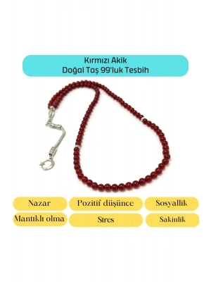 Sertifikalı Kırmızı Akik 6mm 99luk Doğal Taş Tesbih