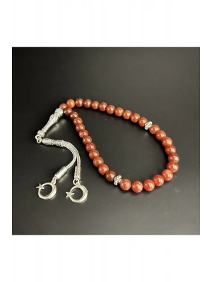 Sertifikalı Kırmızı Akik 8mm 33lük Doğal Taş Tesbih