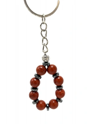 SERTİFİKALI Kırmızı Jasper Doğal Taş Anahtarlık 8mm