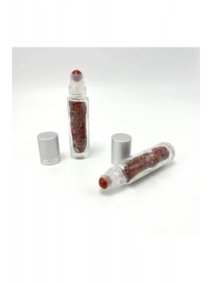 Sertifikalı Kırmızı Jasper Doğal Taş Esans Şişesi ve Roller Masaj Aleti 10ml