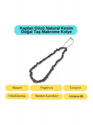 Sertifikalı Kırmızı Kaplan Gözü Natural Kesim Makrome Doğal Taş Kolye