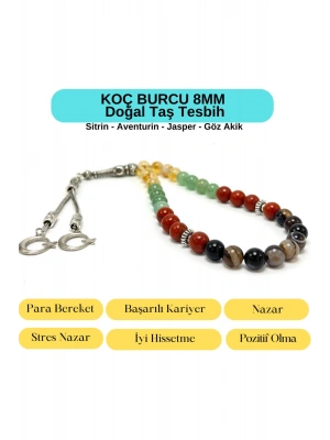 Sertifikalı Koç Burcu 8mm 33lük Doğal Taş Tesbih