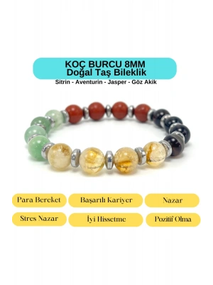 Sertifikalı Koç Burcu 8mm Doğal Taş Bileklik