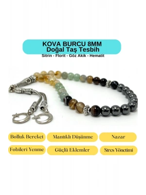 Sertifikalı Kova Burcu 8mm 33lük Doğal Taş Tesbih