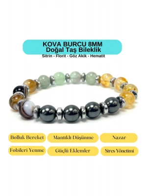 Sertifikalı Kova Burcu 8mm Doğal Taş Bileklik