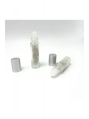 Sertifikalı Kristal Kuvars Doğal Taş Esans Şişesi ve Roller Masaj Aleti 10ml