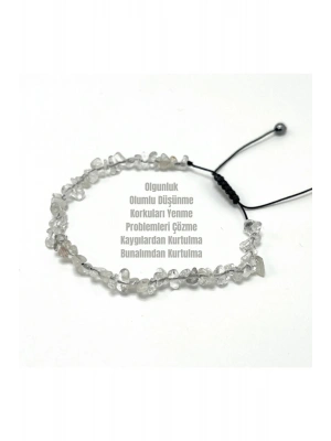 SERTİFİKALI Kristal Kuvars Saçaklı Model Doğal Taş Makrome Bileklik Ayarlanabilir Ölçü