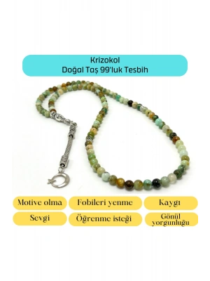 Sertifikalı Krizokol 6mm 99luk Doğal Taş Tesbih