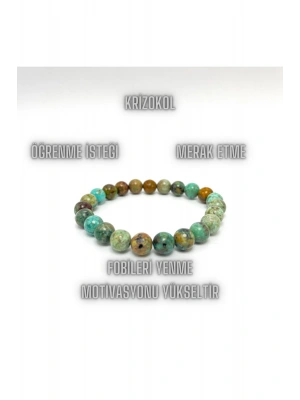 Sertifikalı Krizokol 8mm Elastik Misinalı Doğal Taş Bileklik