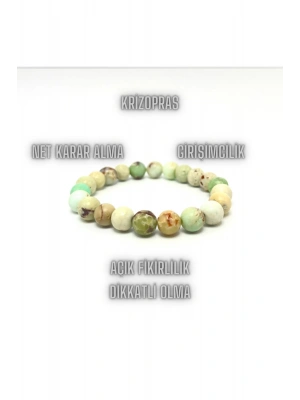 Sertifikalı Krizopras 8mm Elastik Misinalı Doğal Taş Bileklik