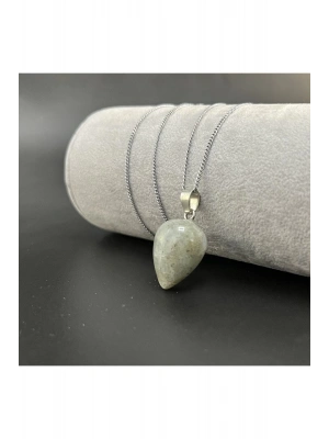 Sertifikalı Labrodorit Damla Model Doğal Taş Kolye (Kararmama Garantili)