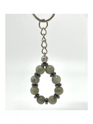 SERTİFİKALI Labrodorit Doğal Taş Anahtarlık 8mm