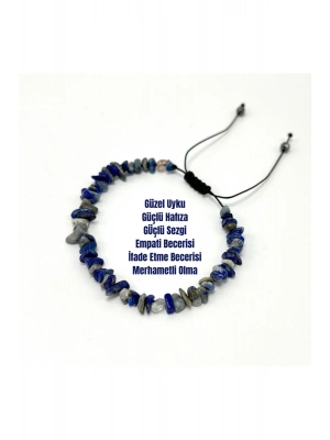 SERTİFİKALI Lapis Lazuli Saçaklı Model Doğal Taş Makrome Bileklik Ayarlanabilir Ölçü