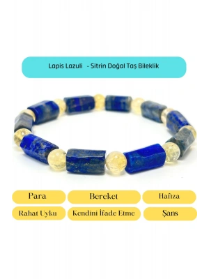 Sertifikalı Lapis Lazuli ve Sitrin  Doğal Taş Bileklik