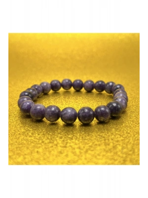 Sertifikalı Lepidolit 8mm Elastik Misinalı Doğal Taş Bileklik