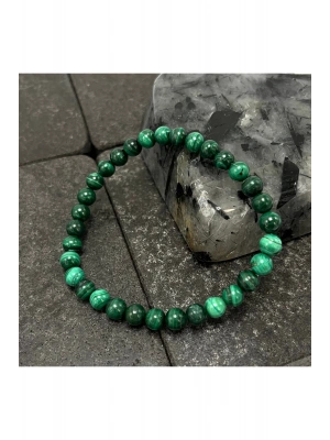 SERTİFİKALI Malakit 6mm Doğal Taş Bileklik