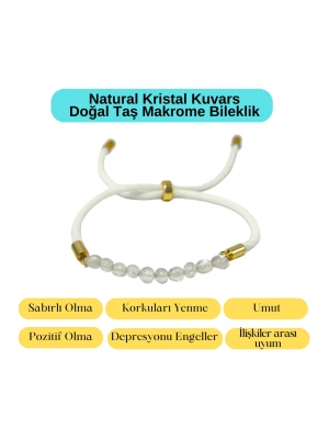 Sertifikalı Natural Kristal Kuvars Doğal Taş Makrome Bileklik Ayarlanabilir Ölçü