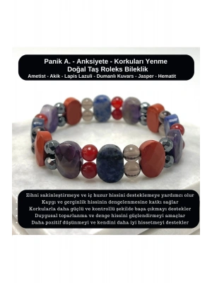 SERTİFİKALI Panikatak & Anksiyete & Korkuları Yenme Doğal Taş Roleks Bileklik