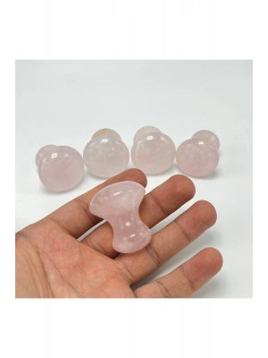 Sertifikalı Pembe Kuvars 1. Sınıf Kalite Mantar Gua Sha Doğal Taş Yüz Masaj Aleti