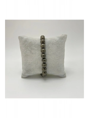 SERTİFİKALI Pirit Doğal Taş Misinalı Bileklik 8mm