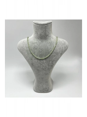 SERTİFİKALI Prehnit 4mm 925 Ayar Gümüş Doğal Taş Kolye Uzatma Zincirli