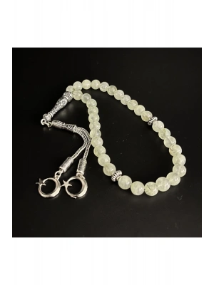 Sertifikalı Prehnit 8mm 33lük Doğal Taş Tesbih