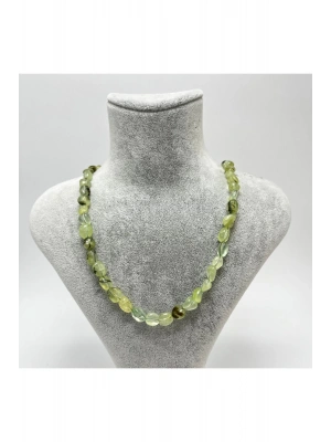 SERTİFİKALI Prehnit Natural Kesim Makrome Doğal Taş Kolye